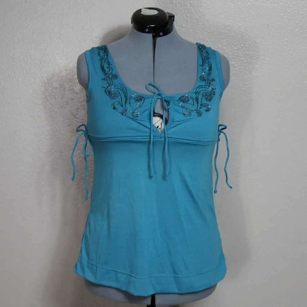 Love Rocks Tank Top Teal Beads Ties